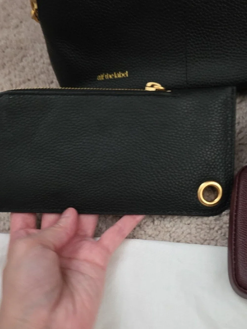Bandolier Black and Burgundy Wristlet and Pouch Set - Picture 6 of 13